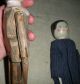 Antique 1800s? Primitive Folk Art Carved Wood Dolls W Painted Faces & Dress Vafo Primitives photo 7
