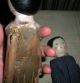Antique 1800s? Primitive Folk Art Carved Wood Dolls W Painted Faces & Dress Vafo Primitives photo 8