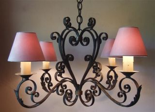 Very Fine 19th Century Paris Chic French Forged Iron 4 Branch Chandelier photo