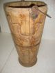 1900s Old Rare Vintage Handmade Wooden Carved Umbrella Keeping Bucket India photo 4