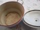 French Antique Hand Painted Flowers Enamel Large Stew - Pan W Cover C.  1920 Metalware photo 7