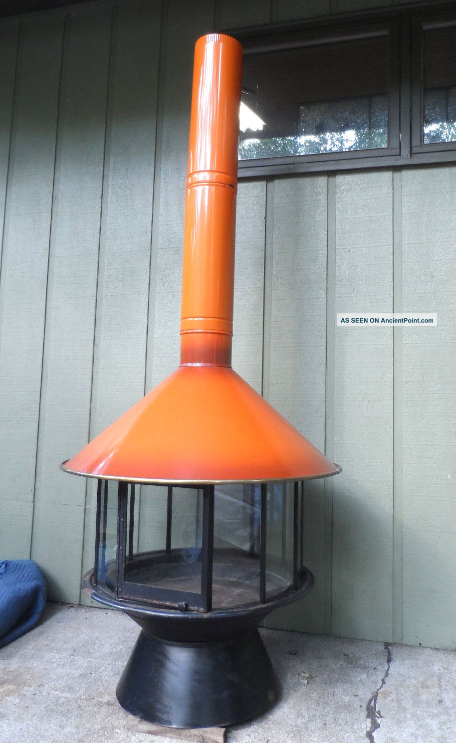 Retro Mid Century Modern Burnt Orange Carousel Freestanding Cone