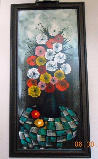 W.  Clark Oil Painting,  Mid Century Modern Still Life,  Signed, ,  Amazing photo