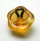 Antique Charmstring Glass Button Honey Color Flower Mold Swirl Back Buttons photo 2