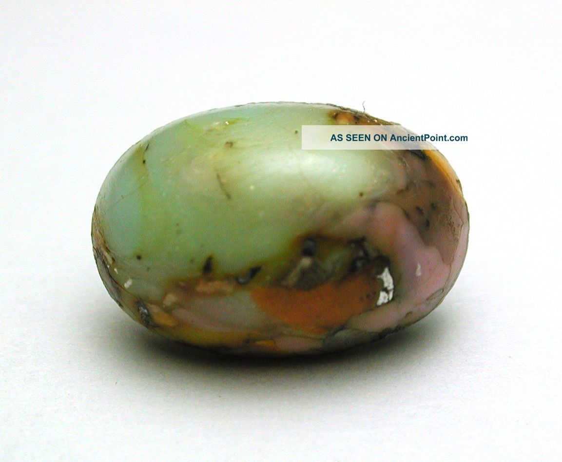 Antique Leo Popper Glass Button Baby Blue Oval With Pink Orange & Silver Buttons photo