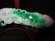 Chinese Apple Green Jade Carving Of Ruyi Heads,  5 1/4 