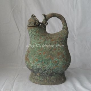 C030 Vintage Chinese Bronze Rusty Chain Pot Wine Pot photo