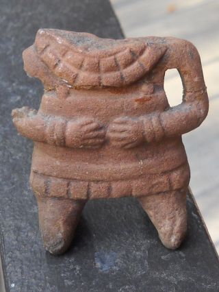 Ancient Pre Columbian Clay Kneeling Figure - Mayan Mesoamerica 2000 Bc - 1500 Ad photo