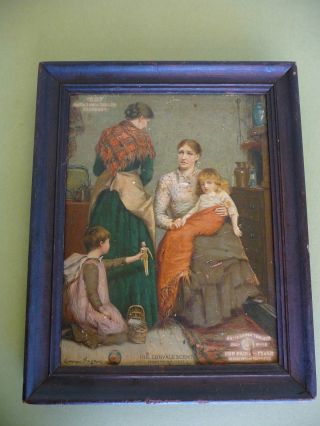 1907 Antique Advertising Medical Company Calender Framed Woman & Childeren photo