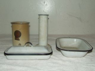 Antique Of 1920 ' S Medical Enamel Ware Items From Doctor ' S Office Estate photo