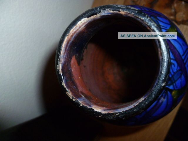 Antique Moroccan Safi Pottery - Stunning Blue Vase Marked On Base Other photo