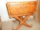 Vtg Hollywood Regency Leather Clad X - Base Side End Hall Table Stand Quality Make Post-1950 photo 1