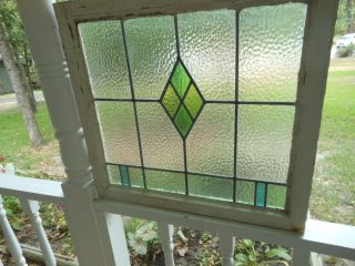 L54 Older Pretty Double Diamond English Leaded Stained Glass Window 3 Available photo