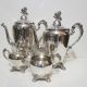 5 Pc Antique Estate Eton Sheffield Silverplate Tea & Coffee Set With Tray Tea/Coffee Pots & Sets photo 2