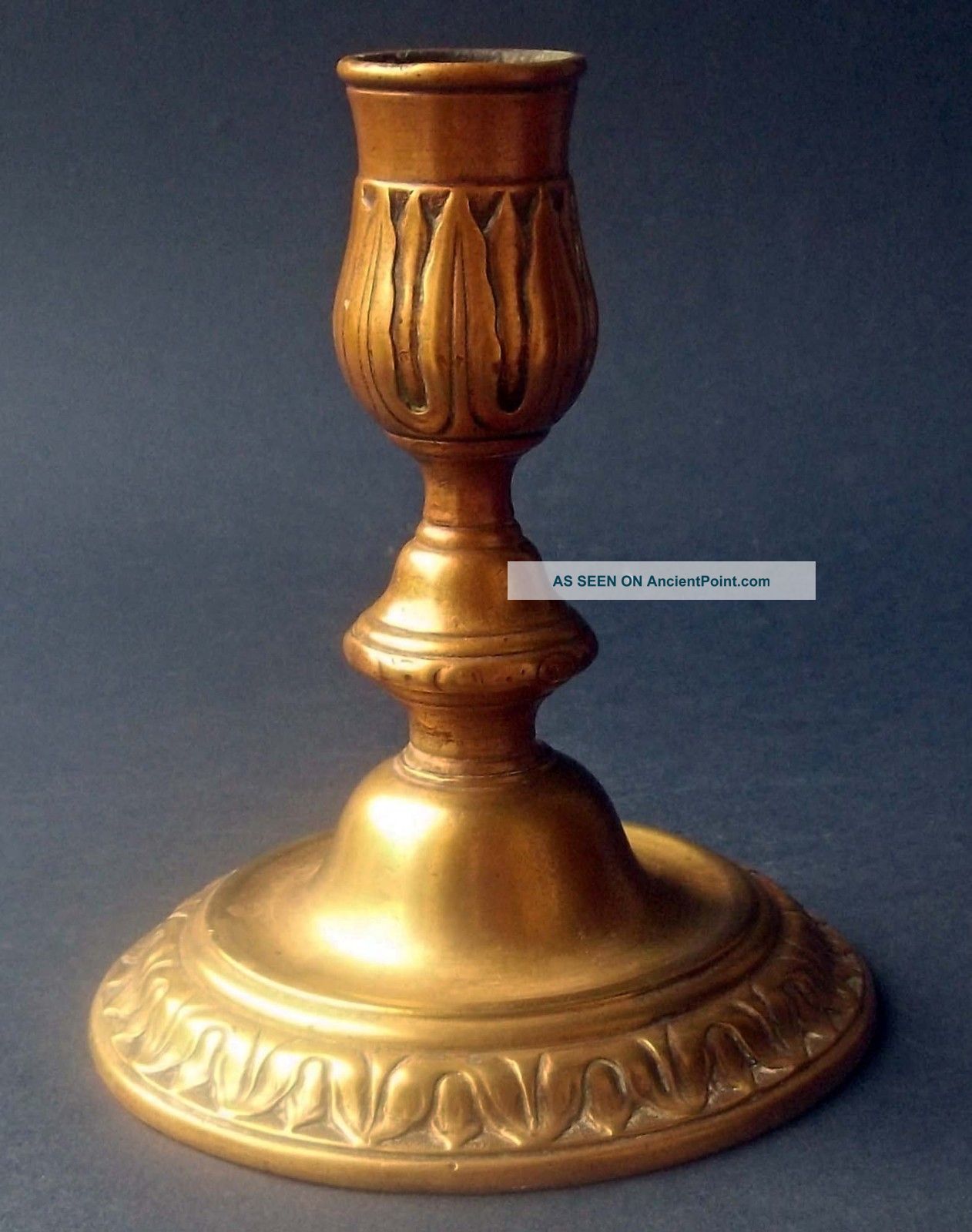 Very Rare & Untouched French Louis 14th Formal Bronze Desk Candlestick,  Ca.  1725 Metalware photo