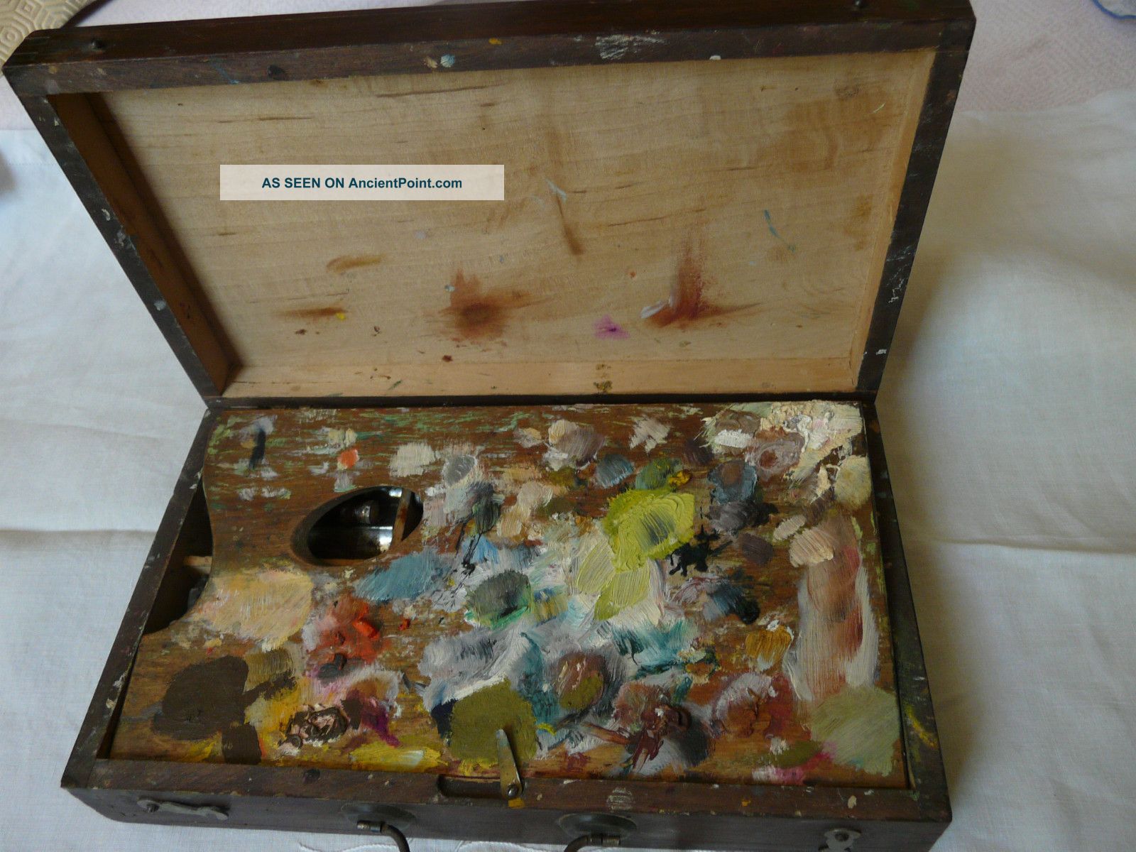 Antique French 19th Century Wood Artist ' S,  Paint Box Antique Boxes photo