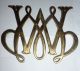 Pair Of 2 Vintage Williamsburg William And Mary Cypher Brass Trivets (1950) Trivets photo 1