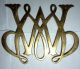 Pair Of 2 Vintage Williamsburg William And Mary Cypher Brass Trivets (1950) Trivets photo 2
