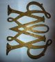 Pair Of 2 Vintage Williamsburg William And Mary Cypher Brass Trivets (1950) Trivets photo 3