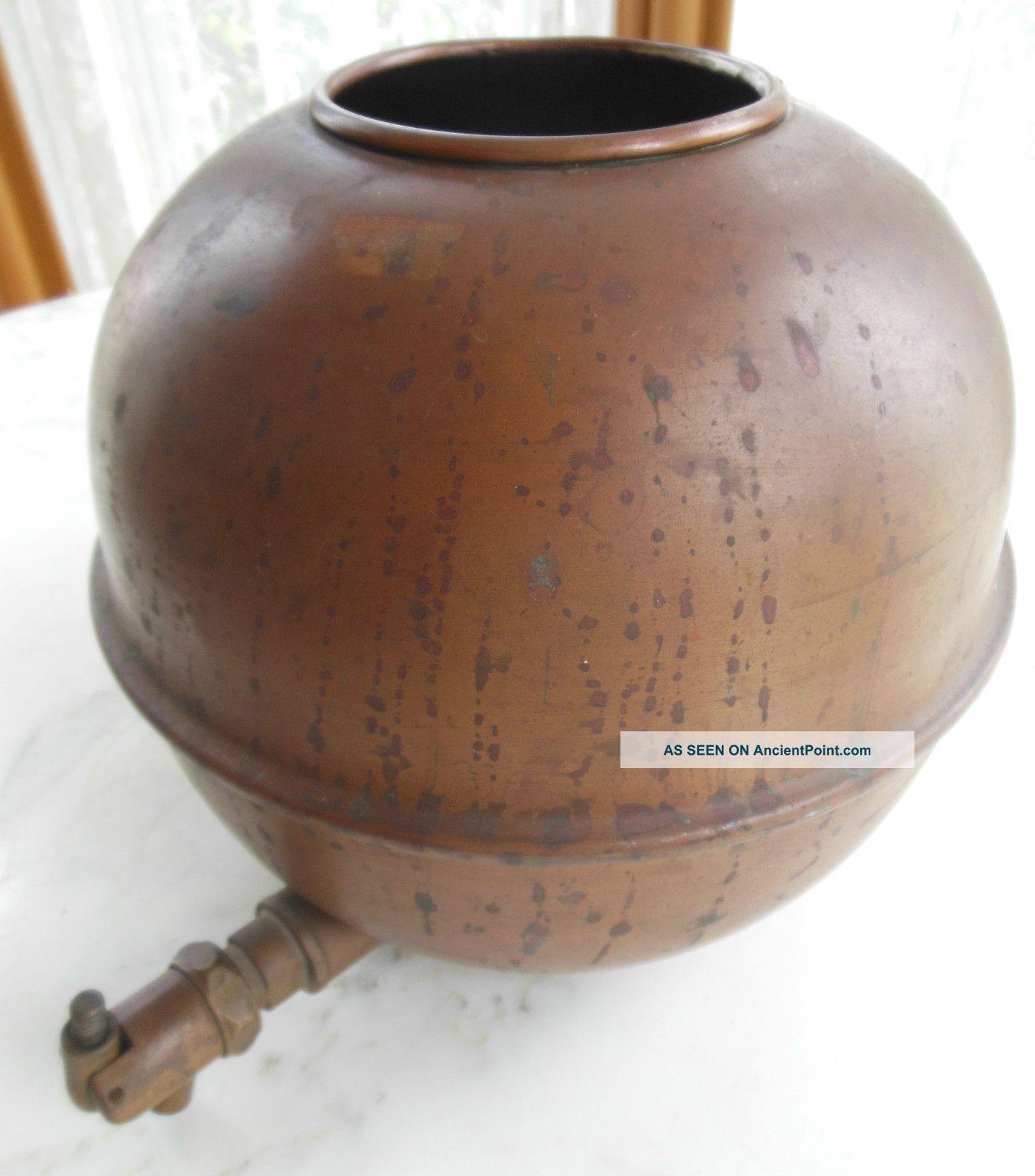 Round Copper Boiler Pharmacy Ointment Kettle Moonshine W Brass Economy Faucet Co Primitives photo