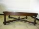 Vintage Oversized Spanish Style Wood & Glass Top Coffee Table Cross Bar &finial Post-1950 photo 2