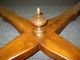 Vintage Oversized Spanish Style Wood & Glass Top Coffee Table Cross Bar &finial Post-1950 photo 3