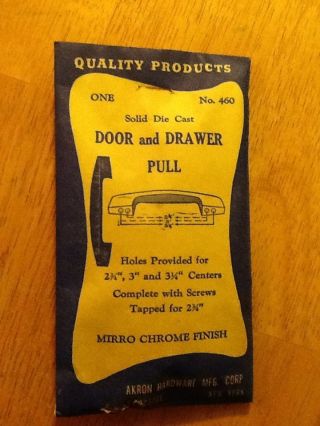 Vintage 50 ' S Mirro Chrome Finish Door/drawer Pull Solid Die Cast photo