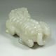 19th C Antique Chinese Hand Carved Natural Hetian Jade Statue & Fortune Foo Dog Foo Dogs photo 2