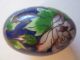 Vintage Chinese Cloisonne Egg Floral Theme Blue Brass Work Other photo 2