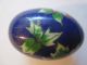 Vintage Chinese Cloisonne Egg Floral Theme Blue Brass Work Other photo 4