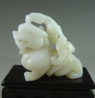 Antique Chinese Old Hetian Jade Carved Dragon Carving photo