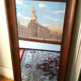 Antique Mirror Mahogany Frame,  Painting Above Mirror Pix Show Size,  Make Offfer photo