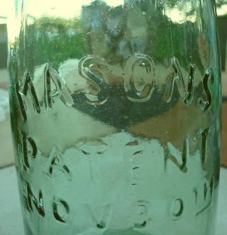 Unique Rustic Green Primitive Hg Mason ' S Patent 1858 Canning Fruit Jar Replica A photo