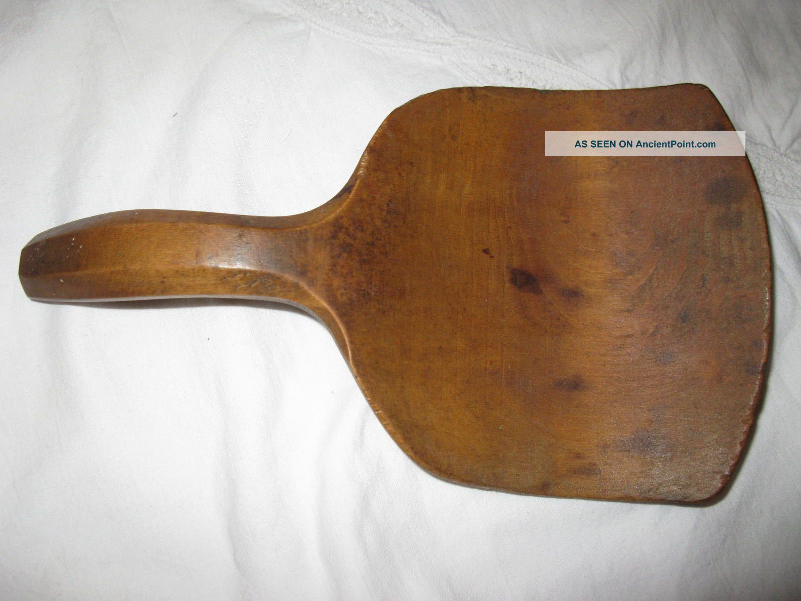 Early Primitive Wooden Spoon / Scoop W/ Rounded Handle: 9”long,  5.  5”x5”x1 Primitives photo
