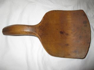Early Primitive Wooden Spoon / Scoop W/ Rounded Handle: 9”long,  5.  5”x5”x1 photo
