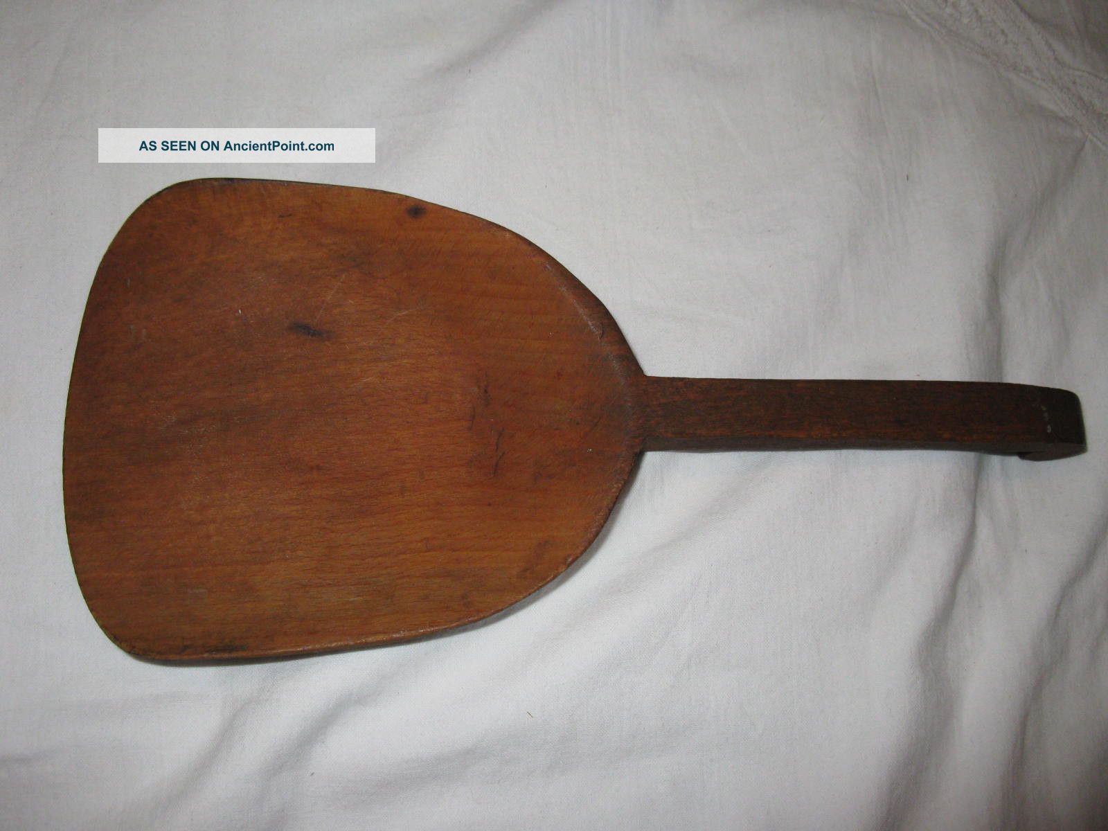 Early Primitive Wooden Spoon / Scoop W/ Hook On End: 10.  5”long,  55”x4.  5”x1 Primitives photo