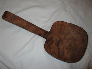 Early Primitive Wooden Spoon / Scoop W/ Hook On Handle: 10.  5”long,  5”x4.  75”x1” photo