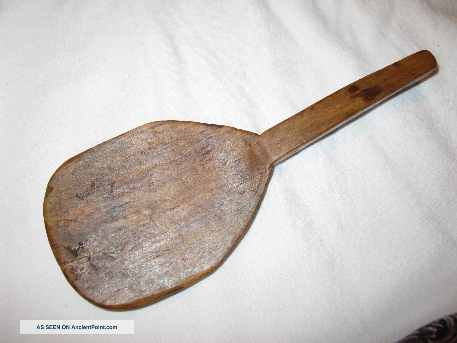 Early Primitive Wooden Spoon / Scoop: 8”long,  3”x4”x0.  5” Primitives photo