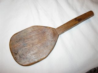Early Primitive Wooden Spoon / Scoop: 8”long,  3”x4”x0.  5” photo