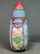 Chinese Boy Play Hand Painted Carved Peking Glass Snuff Bottle Snuff Bottles photo 1