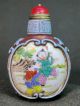 Chinese Boy Play Hand Painted Carved Peking Glass Snuff Bottle Snuff Bottles photo 2