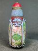 Chinese Boy Play Hand Painted Carved Peking Glass Snuff Bottle Snuff Bottles photo 3