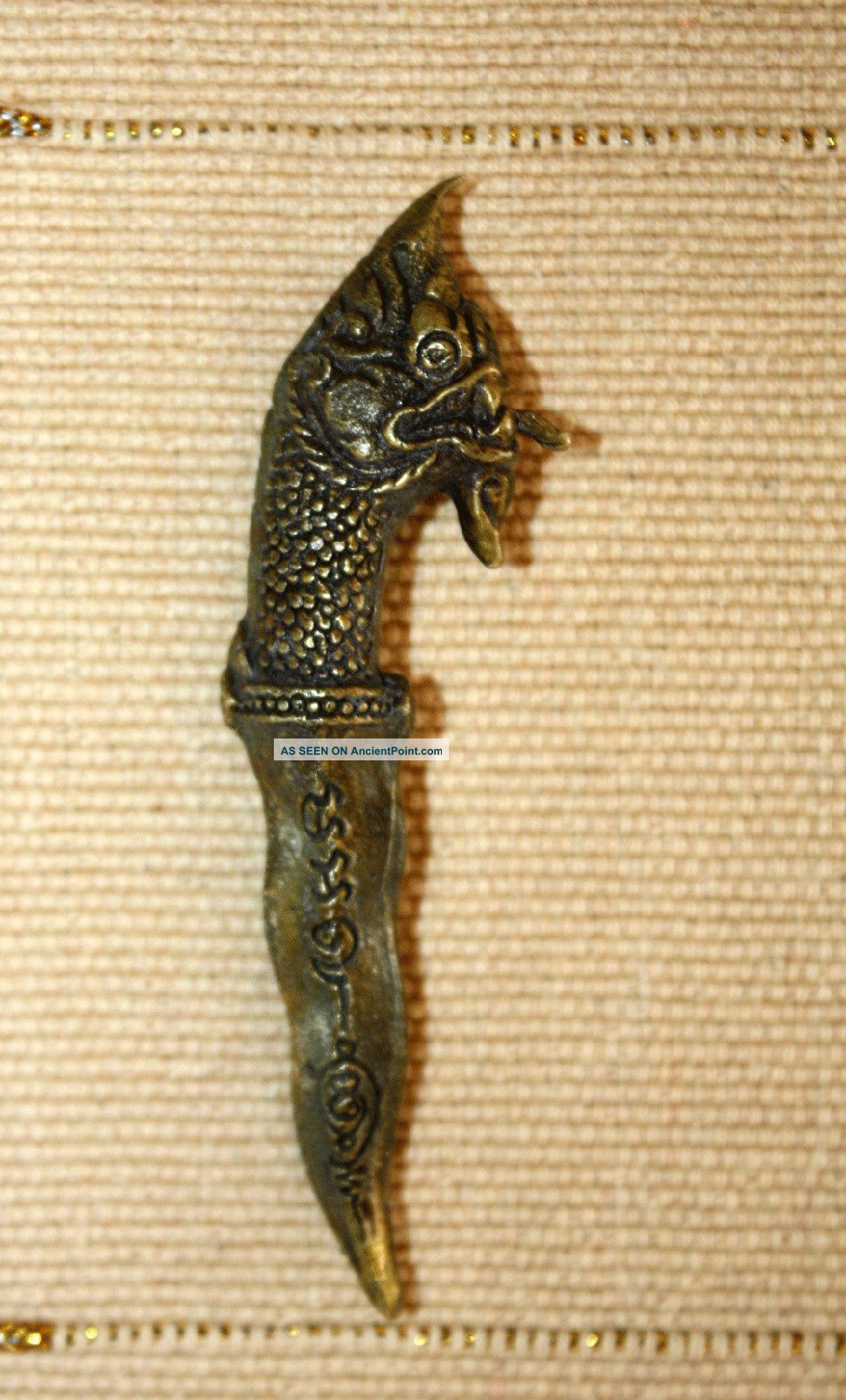 Magic Holy Knife Naga Naka King Snake Brass Thai Buddha Amulet Amulets photo