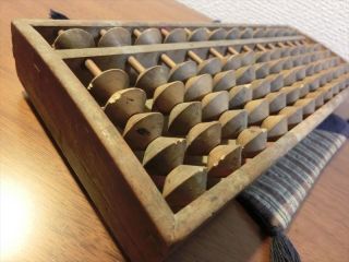 Japanese Antiques Wooden Calculator Abacus Traditional Item Kanji 017 photo