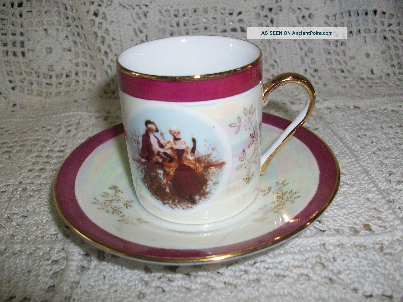 porcelain   6 Tea Porcelain George Size Cups Vintage & Demi Saucers  Washington saucers vintage and cups