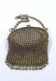Antique Victorian Filigree Jeweled Frame Rhinestone Stone Mesh Coin Purse Bag Metalware photo 3