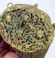 Antique Victorian Filigree Jeweled Frame Rhinestone Stone Mesh Coin Purse Bag Metalware photo 6
