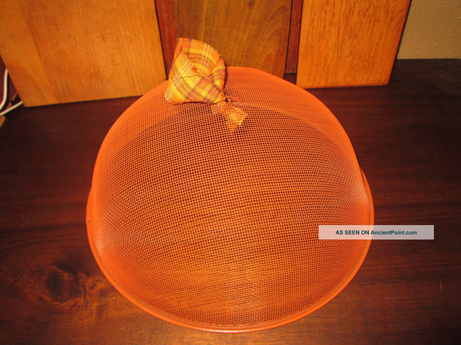 Primitive Country Pantry Fall Pumpkin Tone Food Cover Dome Shoo Fly Mesh Cover Primitives photo