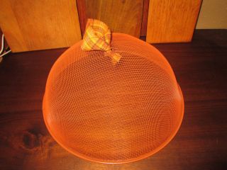 Primitive Country Pantry Fall Pumpkin Tone Food Cover Dome Shoo Fly Mesh Cover photo