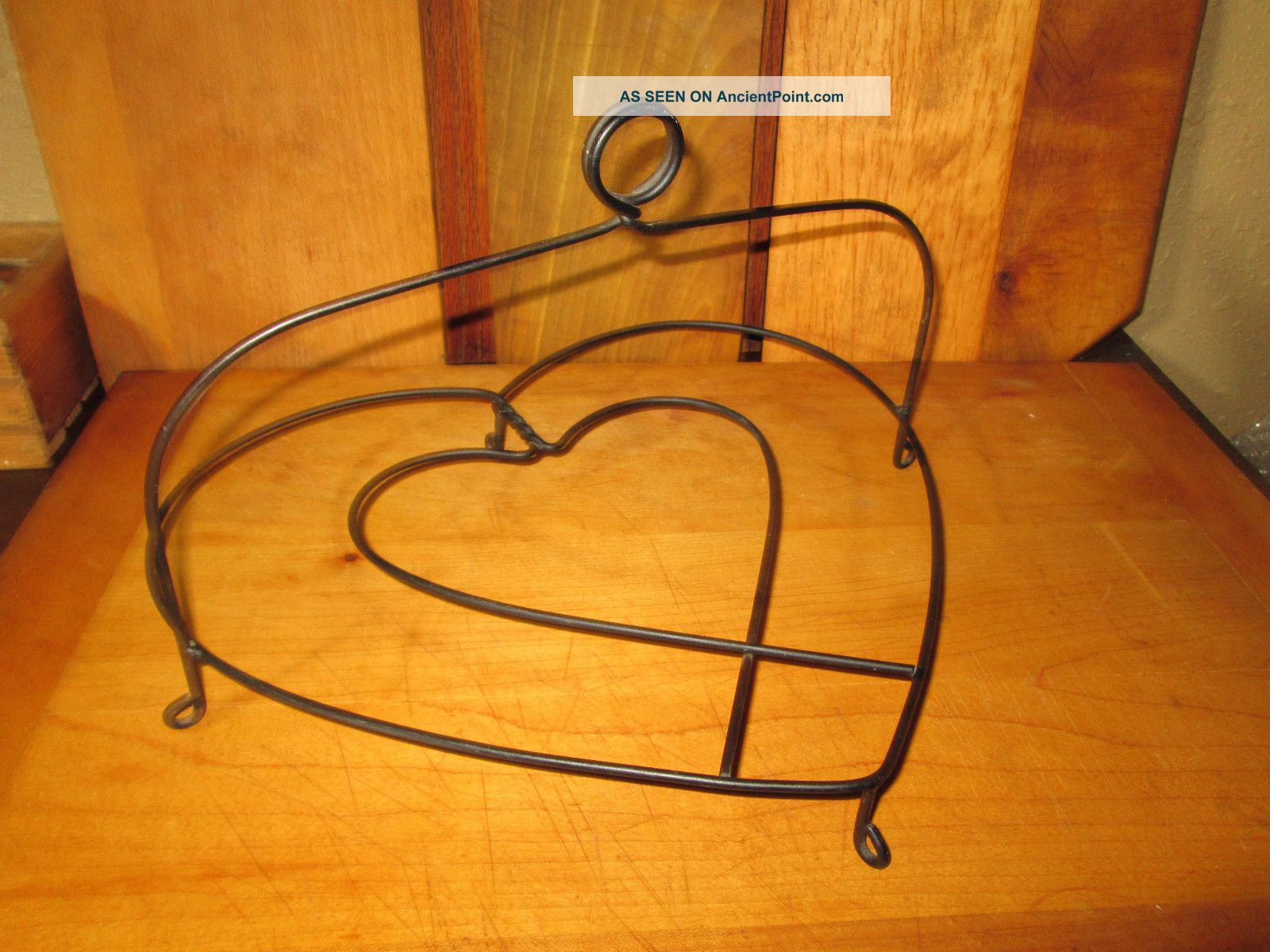 Primitive Country Pantry Cupboard Heart Metal Pie Cooling Rack Pie Rack Black Primitives photo